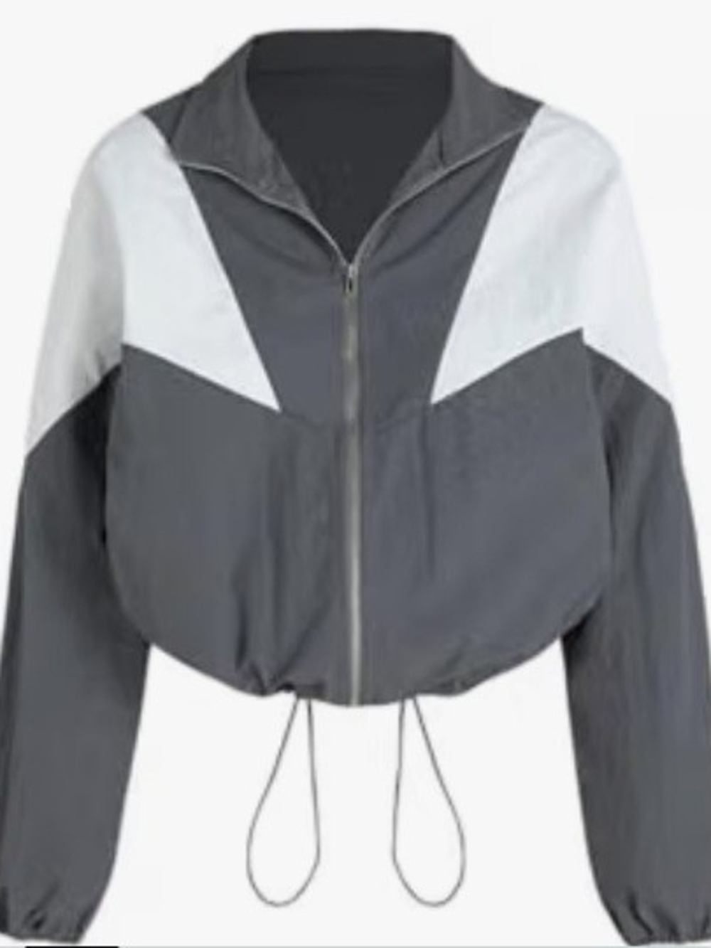 Cider.Women’s Charcoal Gray and White Zip-Front Cropped Jacket. Size Small. NWT.